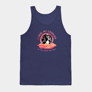 I Love My Cavalier to the Moon and Back - Pink Moon Silhouette Tank Top